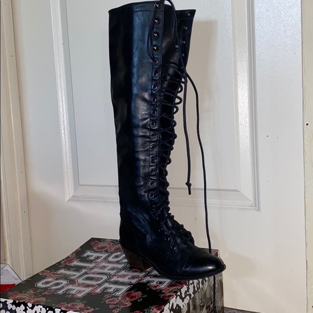 Jeffrey Campbell Joe Lace up over the knee boots